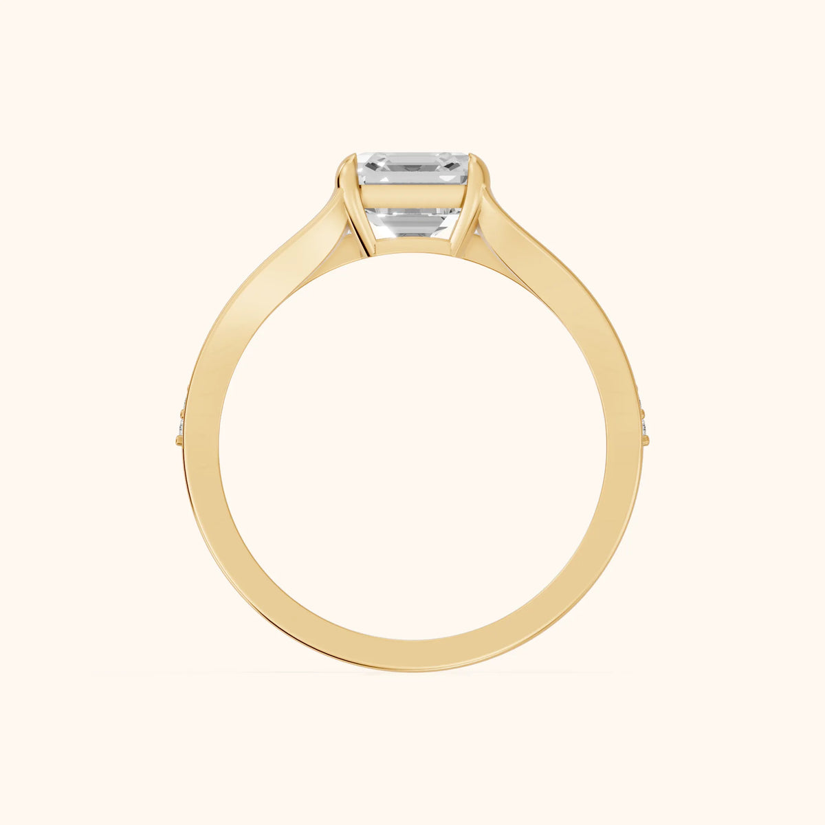 Lucinda Split Shank Asscher Diamond Engagement Ring in Yellow Gold - FingerView.webp