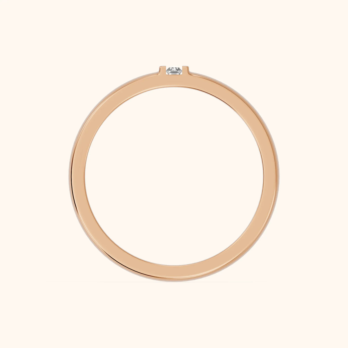 Kalina Channel Set Baguette Diamond Wedding Band in Rose Gold - FingerView