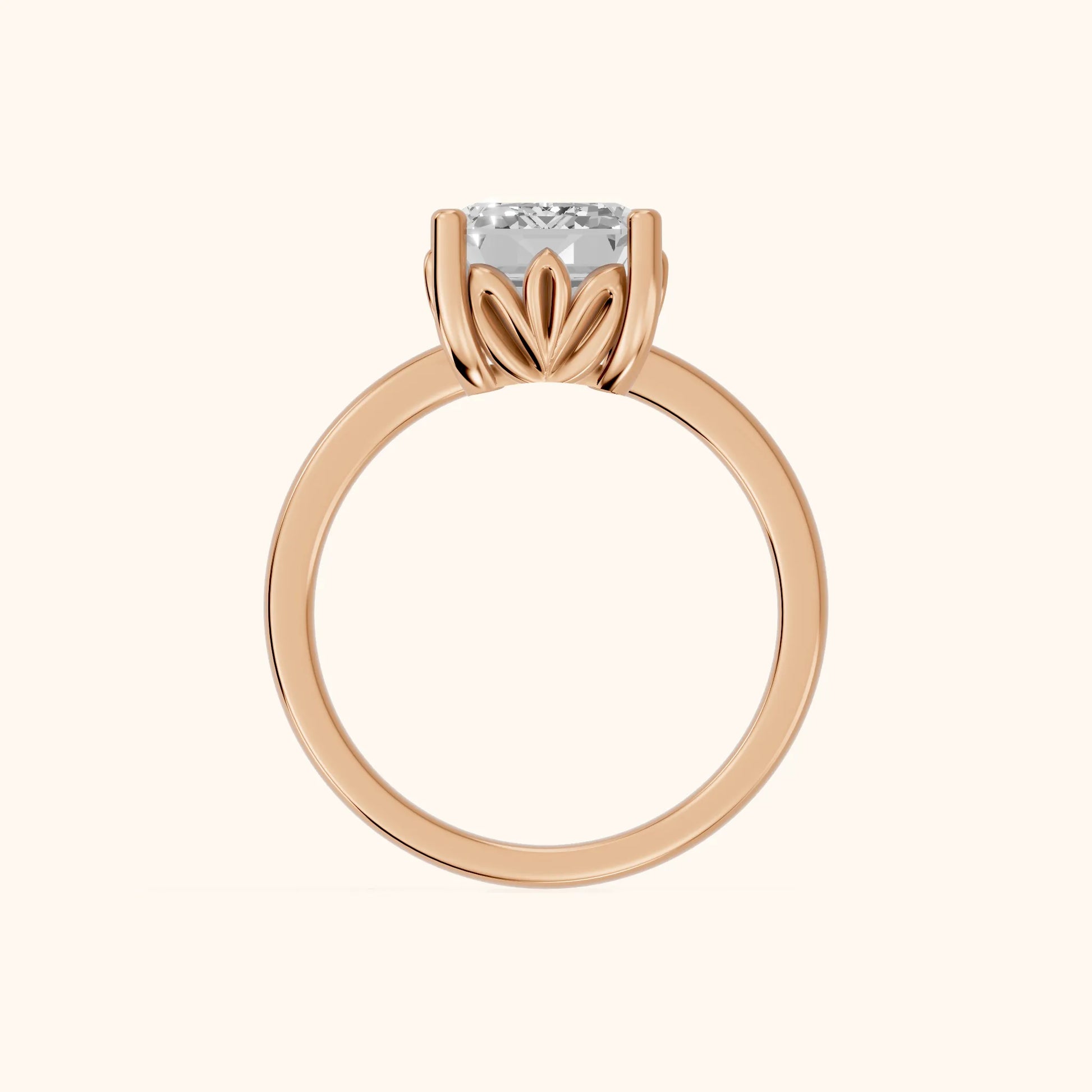 Emerald Cut Lab Grown Diamond Engagement Ring in Rose Gold