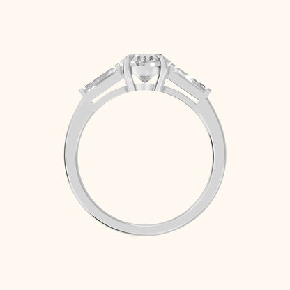 Winnie Three-Stone Oval Diamond Engagement Ring in Platinum - FingerView.webp