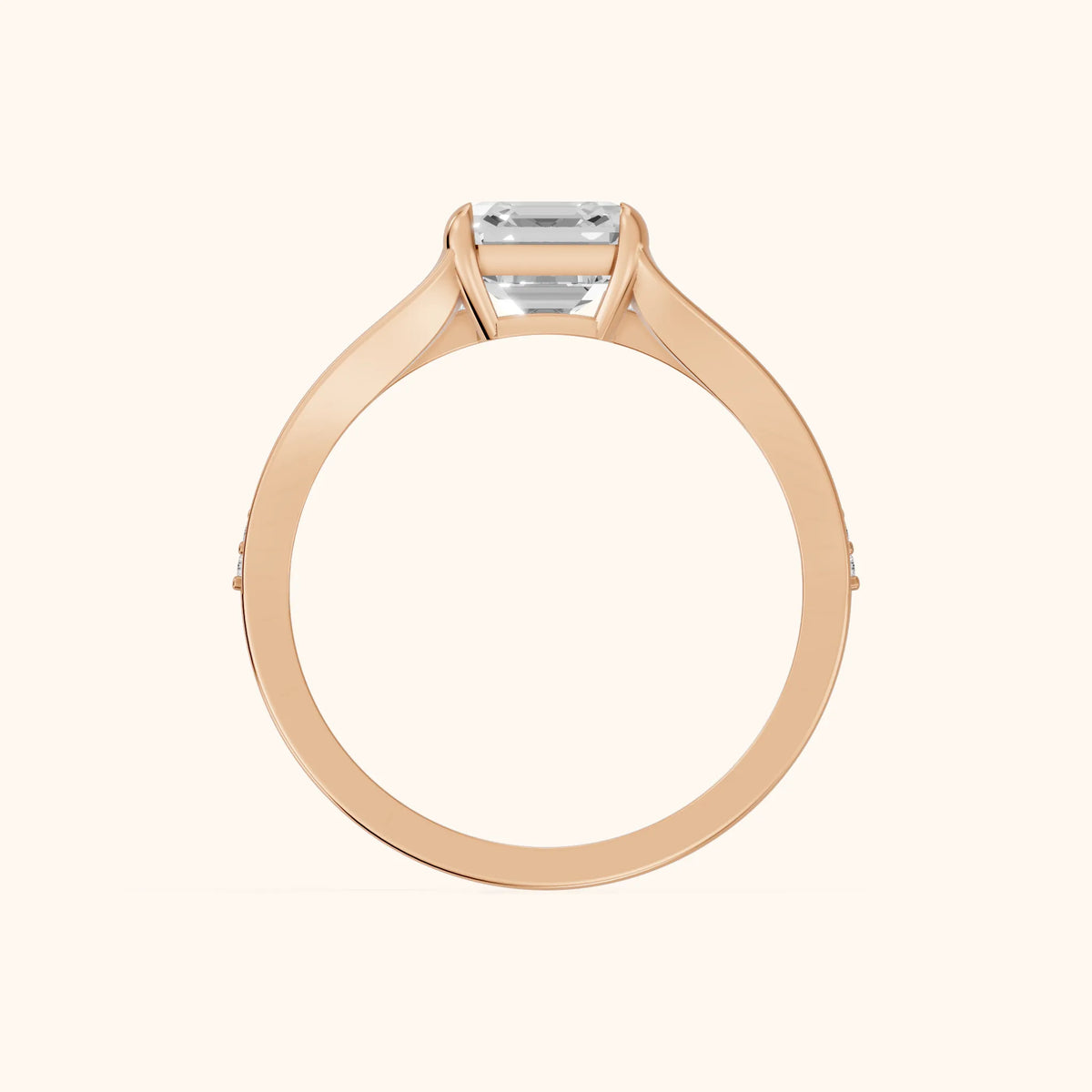Lucinda Split Shank Asscher Diamond Engagement Ring in Rose Gold - FingerView.webp