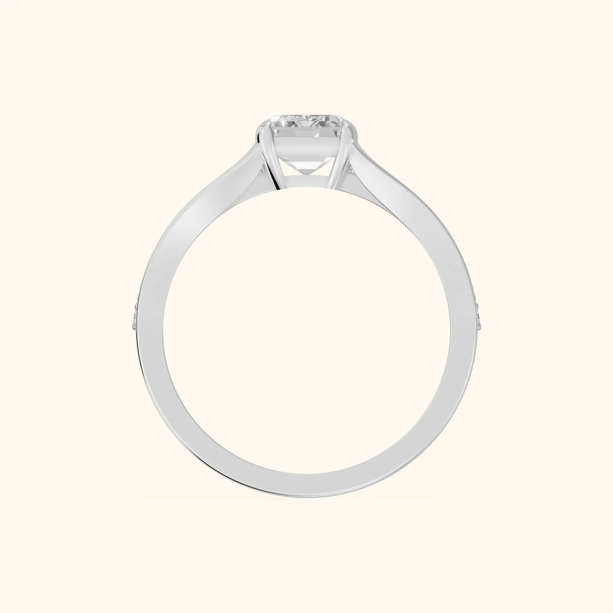 Lucinda Split Shank Emerald Diamond Engagement Ring in Silver - FingerView.webp