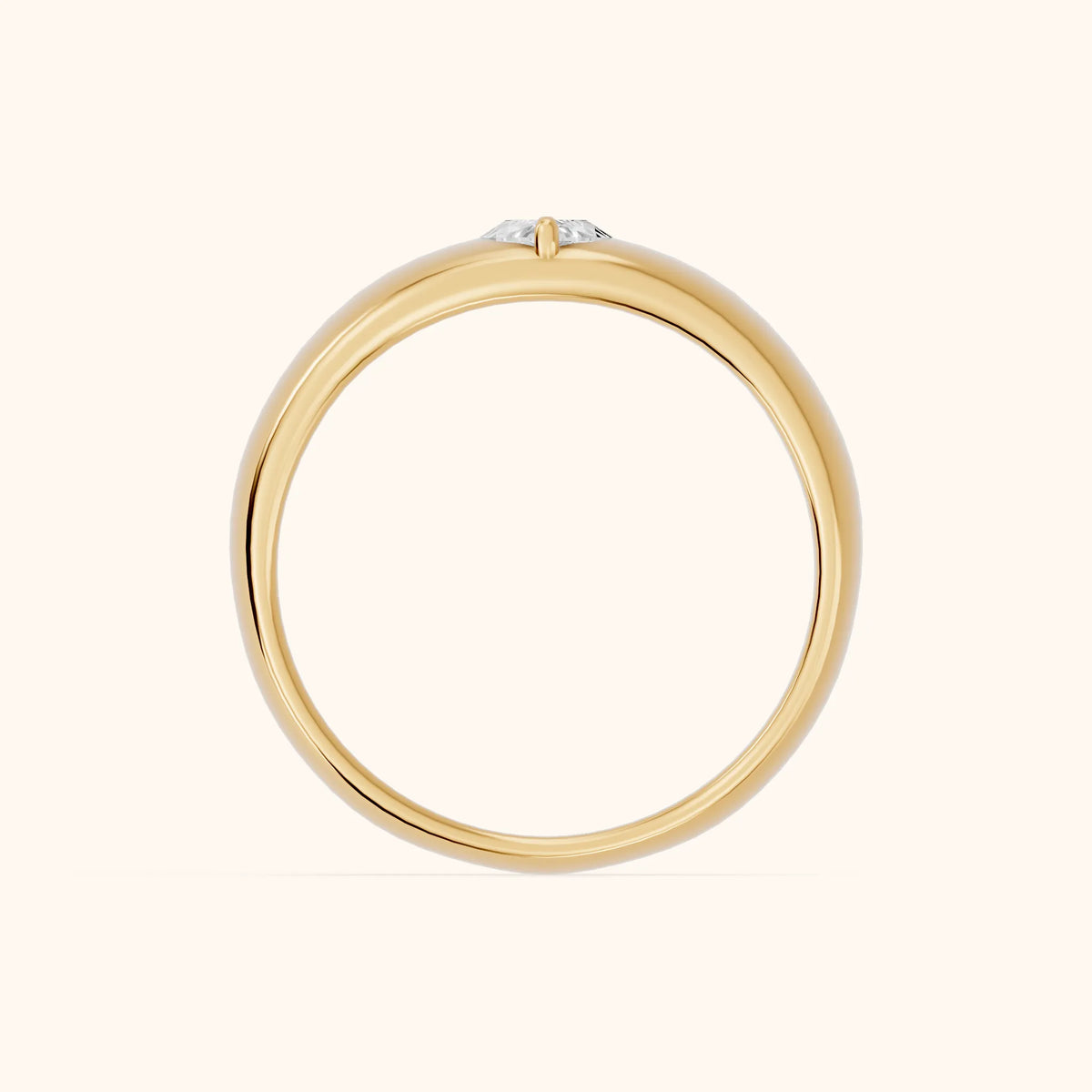 Marta Low Dome Marquise Diamond Wedding Band in Yellow Gold - FingerView