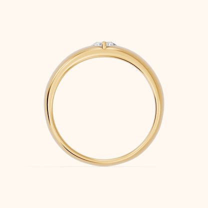 Marta Low Dome Marquise Diamond Wedding Band in Yellow Gold - FingerView