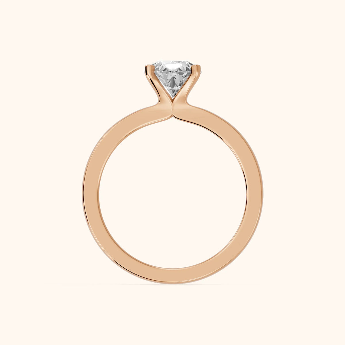 Matilda Cathedral Solitaire Pear Diamond Engagement Ring in Rose Gold - FingerView.webp