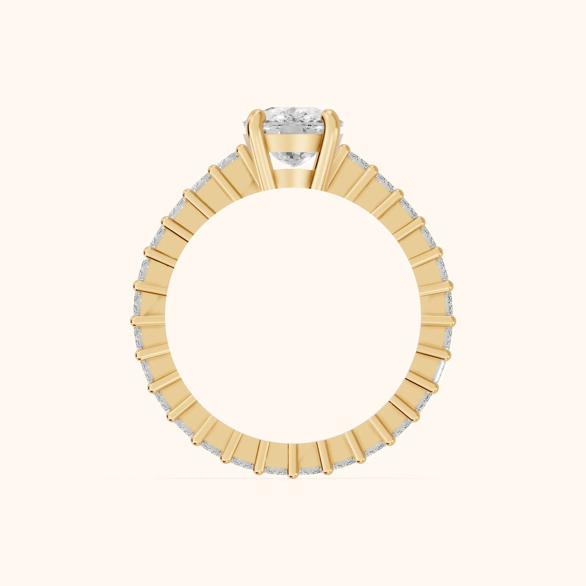 Mallory Shared Prong Cushion Diamond Engagement Ring in Yellow Gold - FingerView.webp