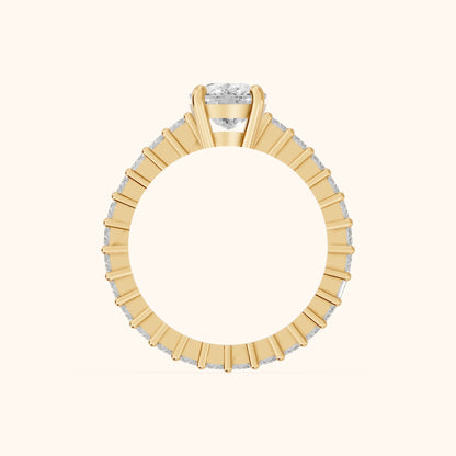 Mallory Shared Prong Cushion Diamond Engagement Ring in Yellow Gold - FingerView.webp