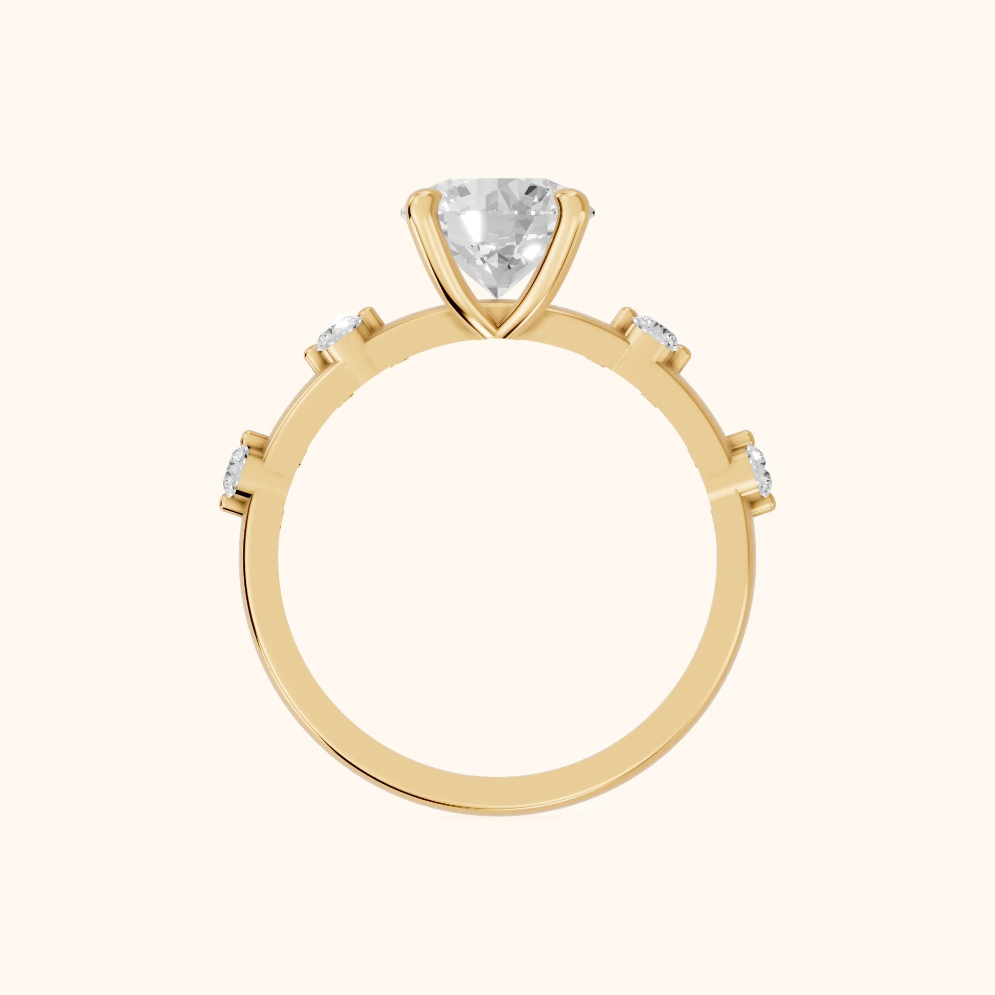 Elena Radiance Solitaire Round Diamond Engagement Ring in Yellow Gold - FingerView