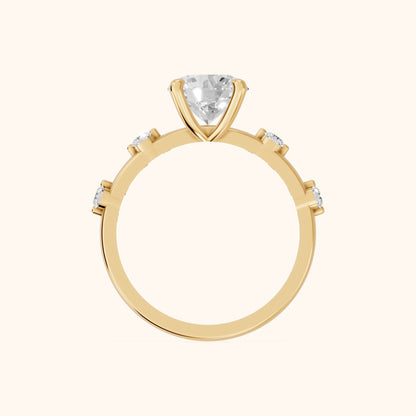 Elena Radiance Solitaire Round Diamond Engagement Ring in Yellow Gold - FingerView