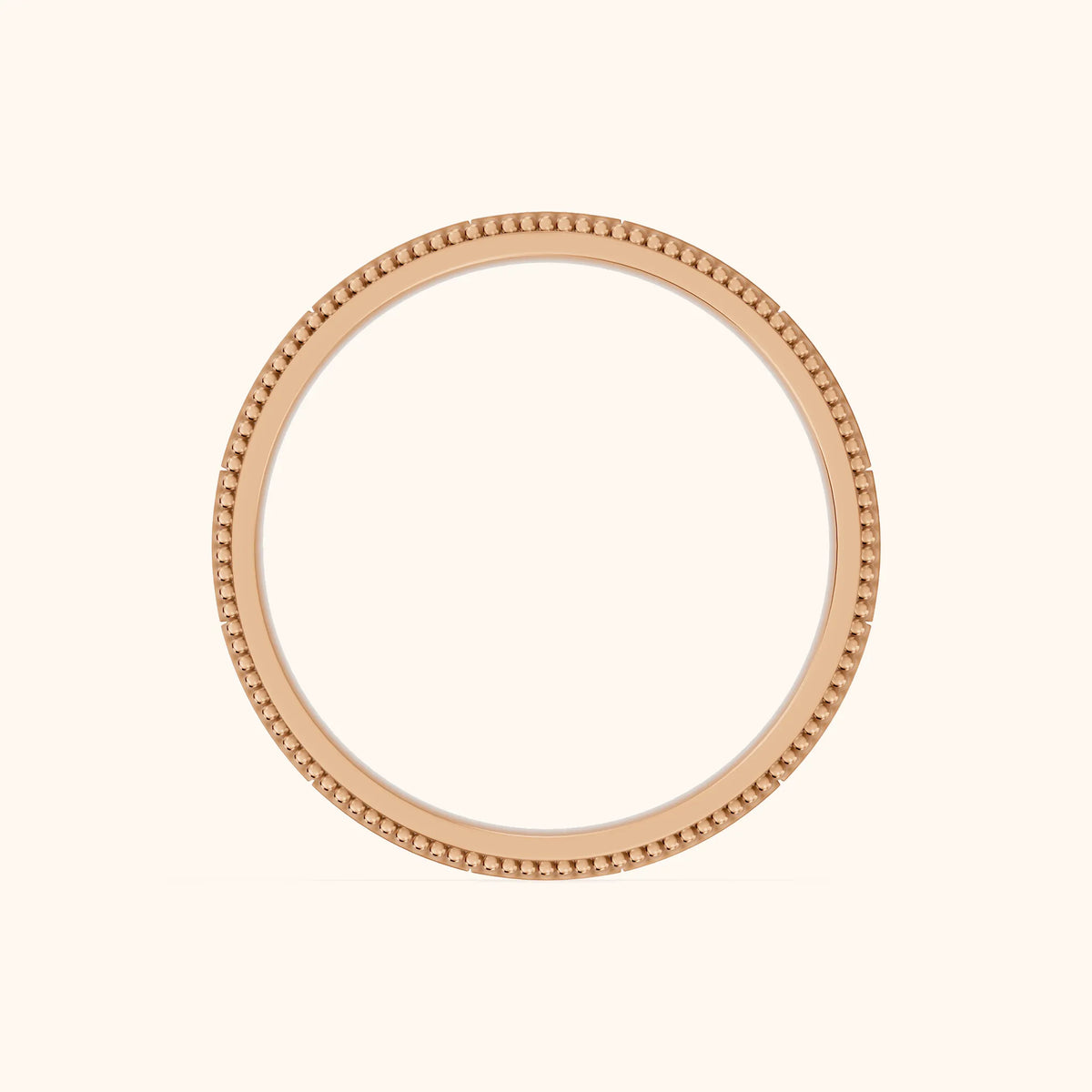 Sylvie Flat Milgrain Wedding Band in Rose Gold - FingerView