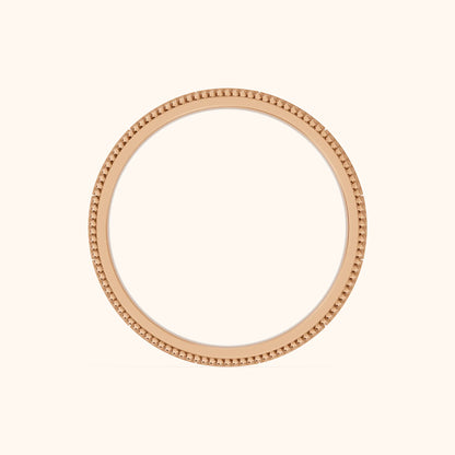 Sylvie Flat Milgrain Wedding Band in Rose Gold - FingerView