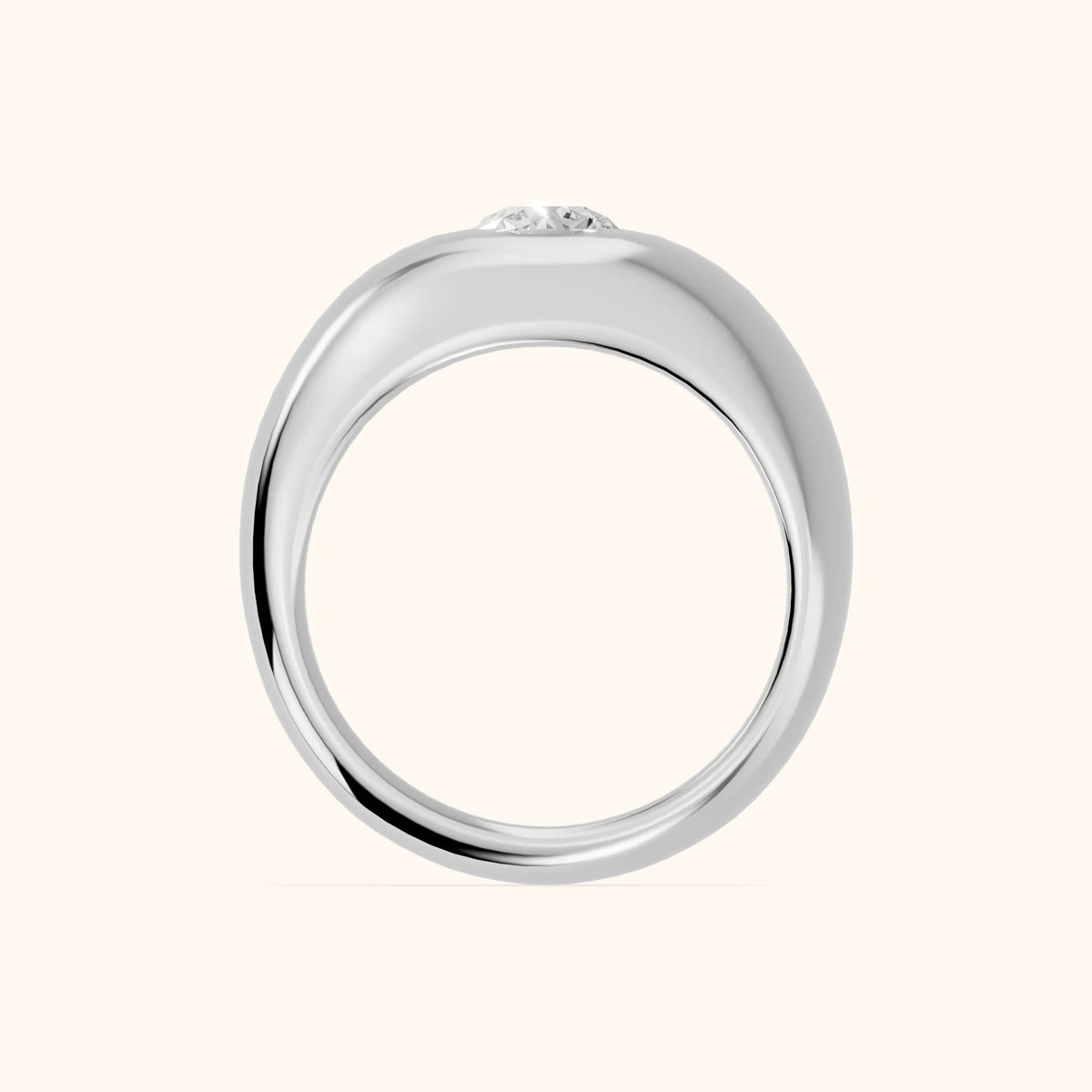 Noelle Bezel Round Diamond Wedding Band in Silver - FingerView