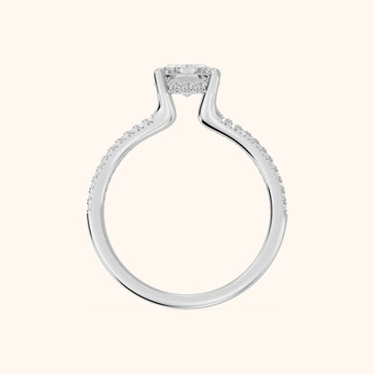 Eternal Embrace Solitaire Radiant Diamond Engagement Ring in White Gold - FingerView