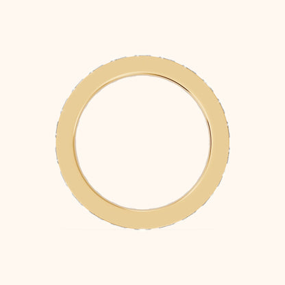 Louise Channel Set Princess Diamond Eternity Band in Yellow Gold - FingerView