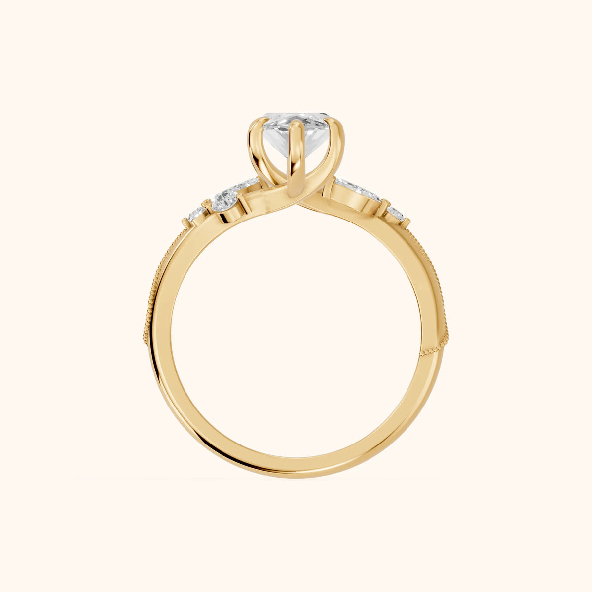 Joanna Milgrain Twist Marquise Diamond Engagement Ring in Yellow Gold - FingerView.webp