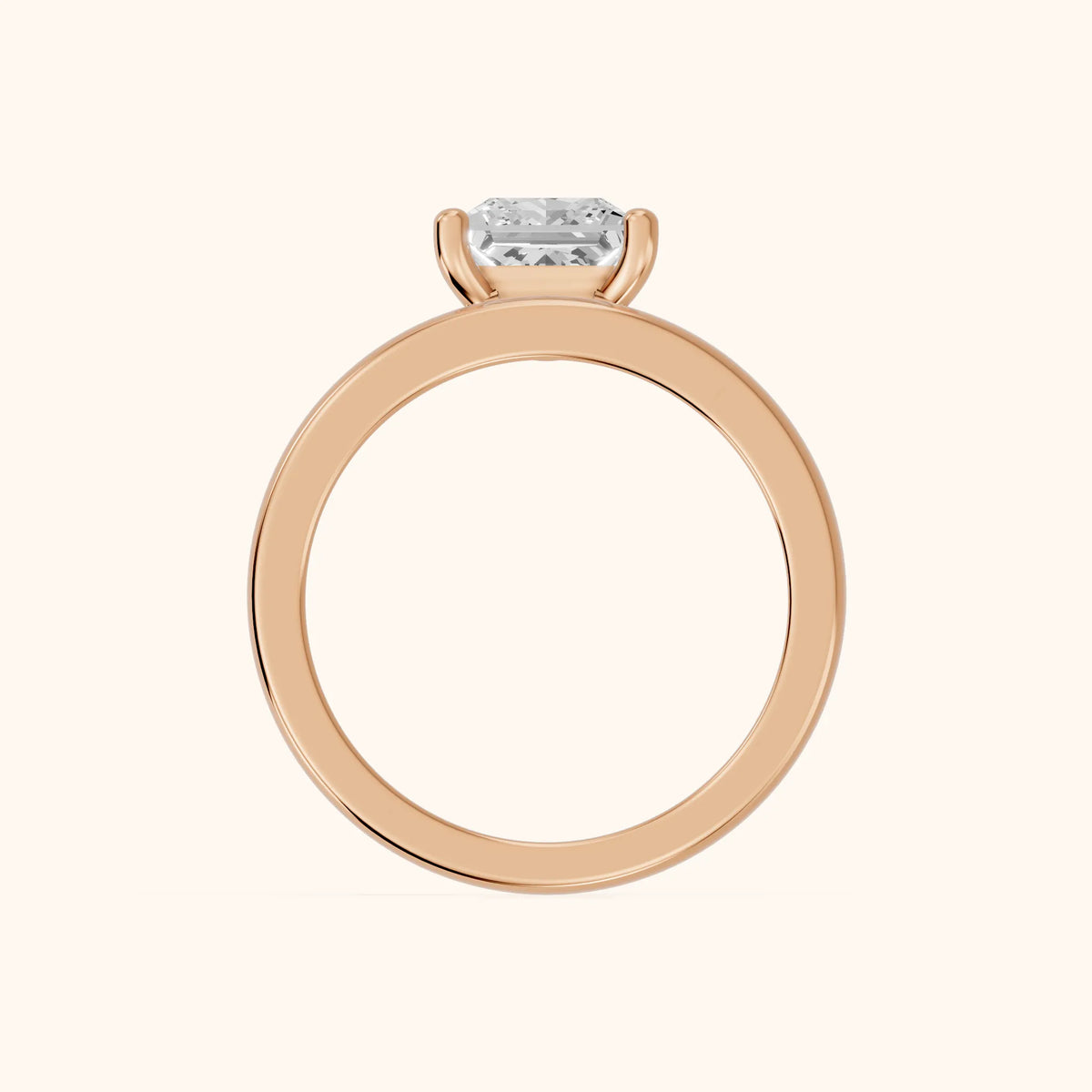 Maisie Four Prong Solitaire Princess Diamond Engagement Ring in Rose Gold - FingerView.webp