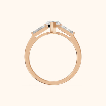 Winnie Three-Stone Marquise Diamond Engagement Ring in Rose Gold - FingerView.webp