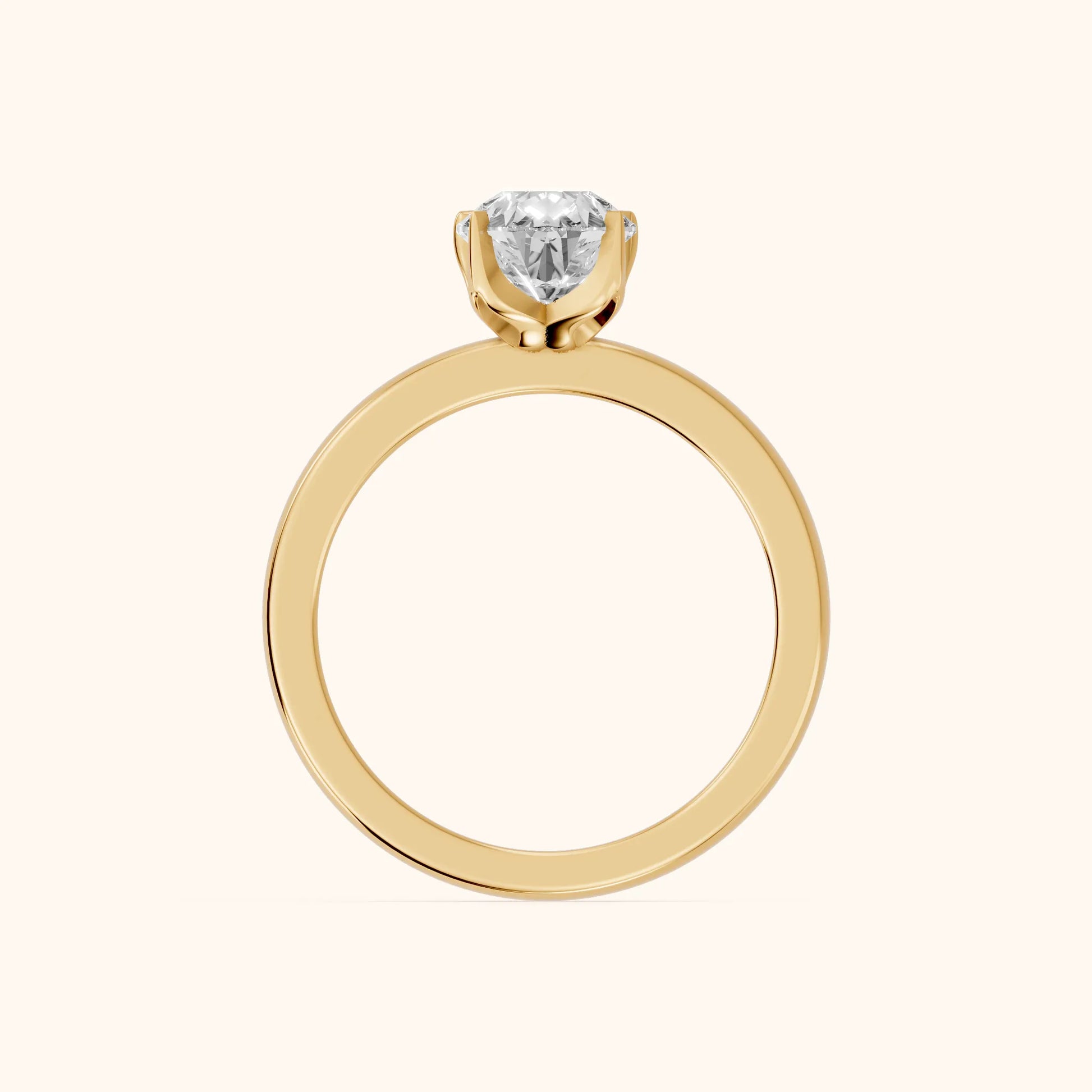 Serena Blossom Solitaire Pear Diamond Engagement Ring in Yellow Gold - FingerView