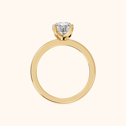 Serena Blossom Solitaire Pear Diamond Engagement Ring in Yellow Gold - FingerView
