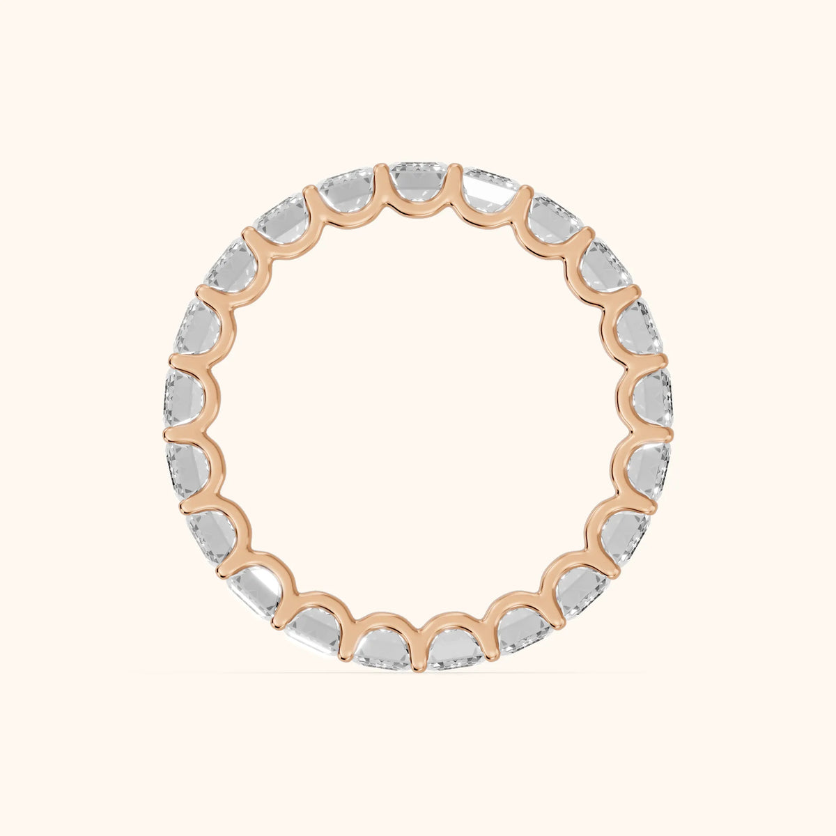 Josette Shared Prong Emerald Diamond Eternity Band in Rose Gold - FingerView