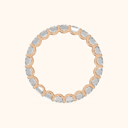 Josette Shared Prong Emerald Diamond Eternity Band in Rose Gold - FingerView