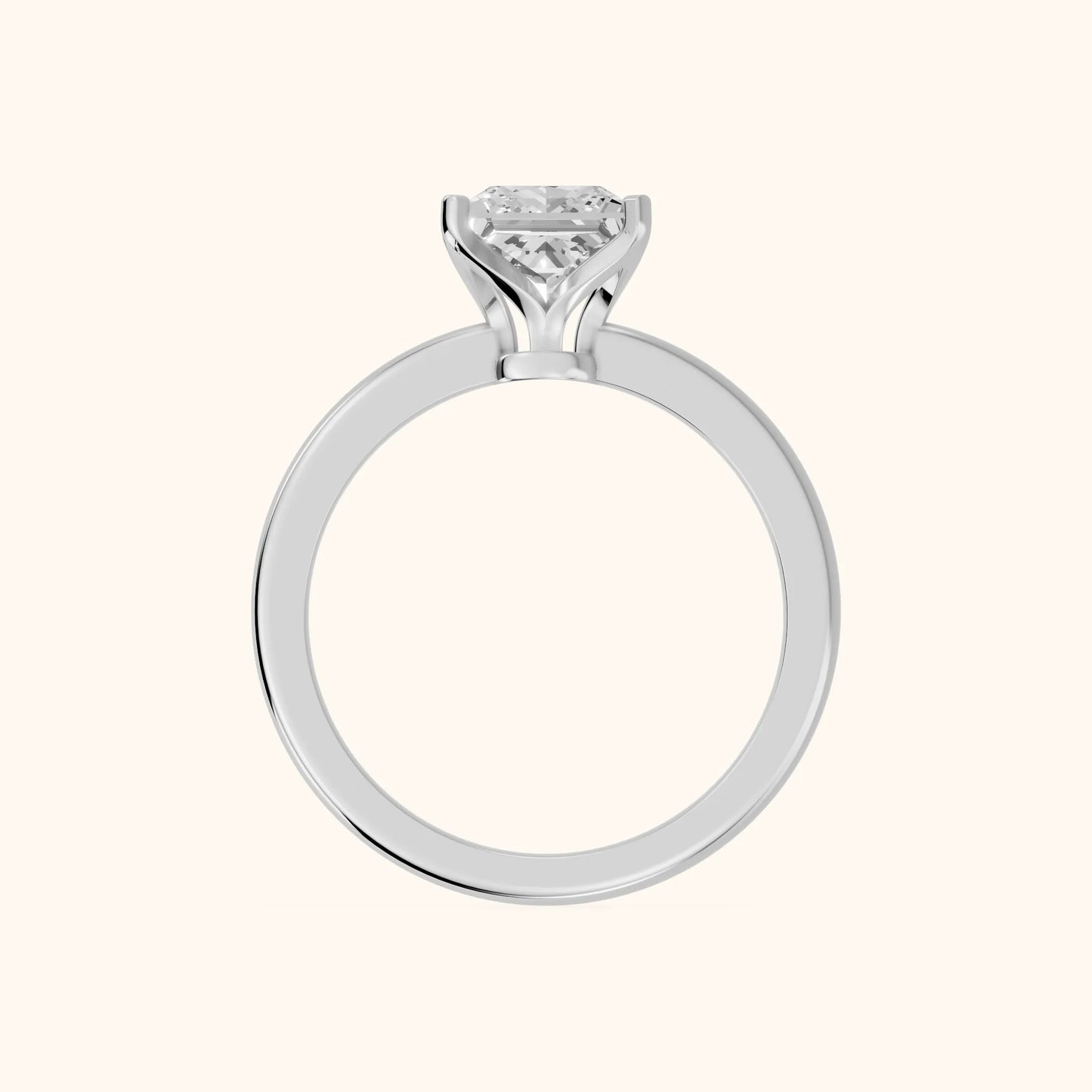 Flora Guardian Solitaire Princess Diamond Engagement Ring in Platinum - FingerView