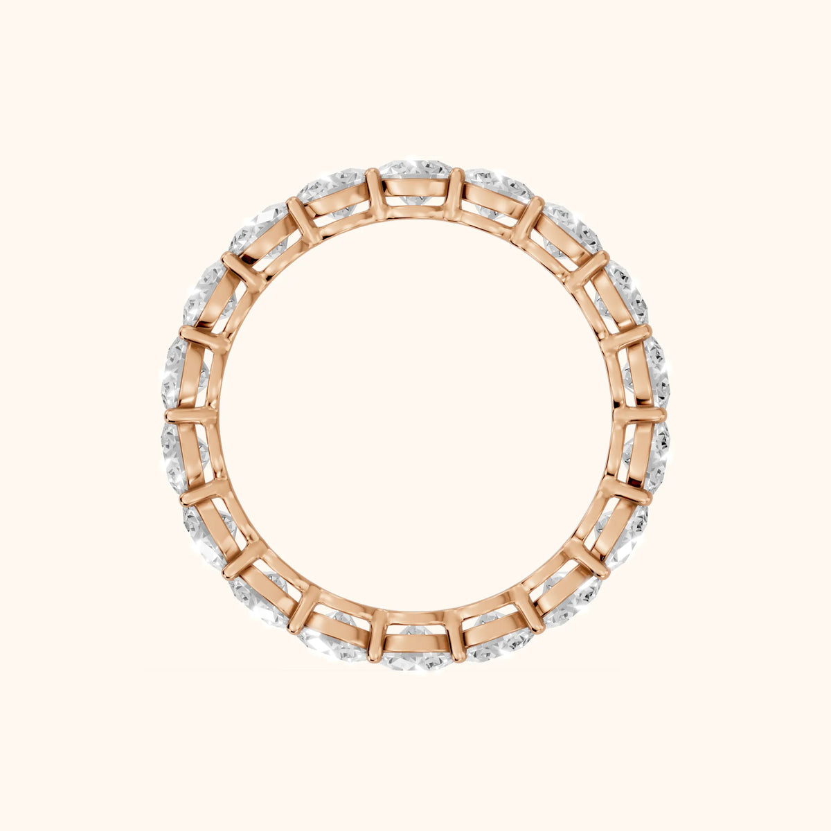Dara Shared Prong Round Diamond Eternity Band in Rose Gold - FingerView