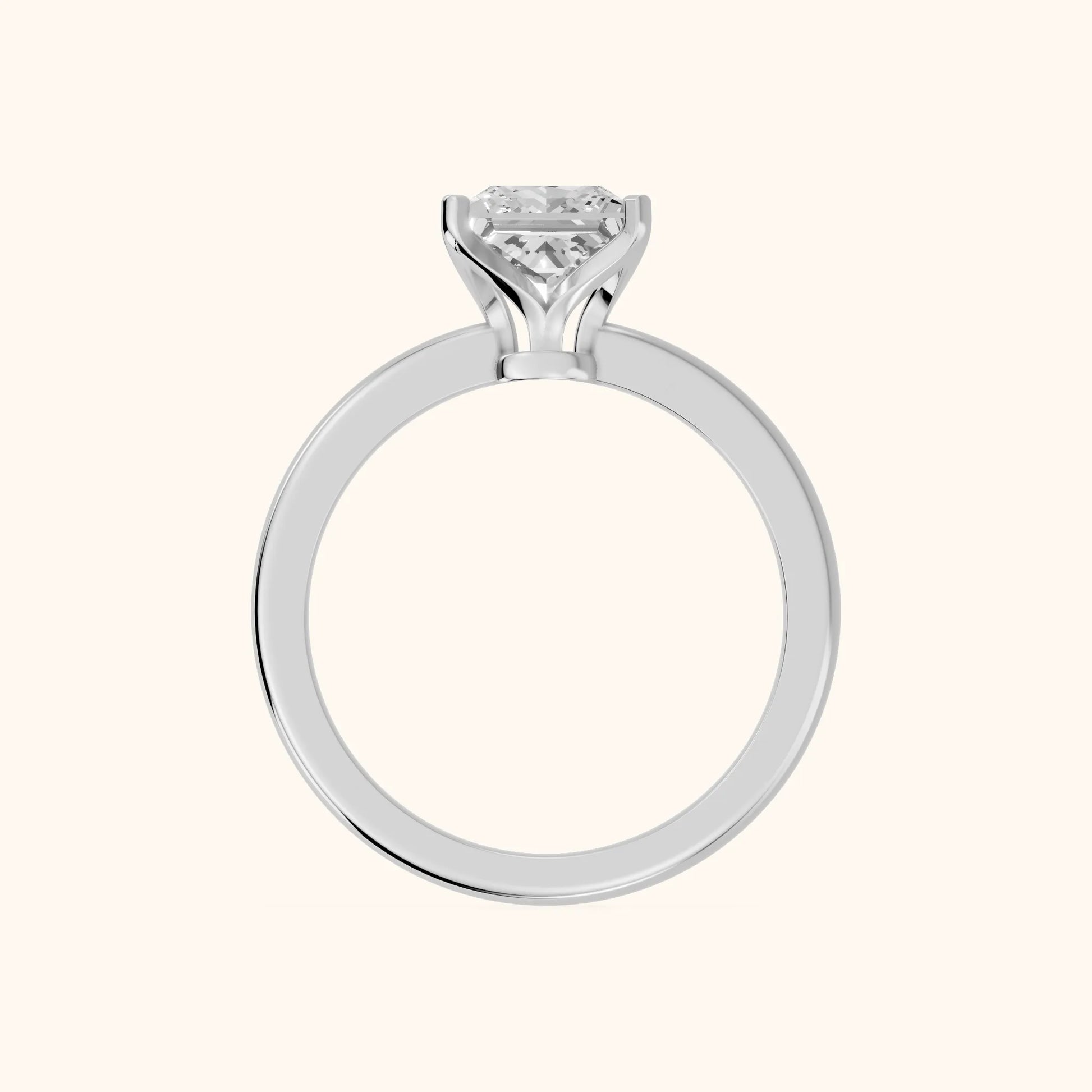 Flora Guardian Solitaire Princess Diamond Engagement Ring in Silver - FingerView