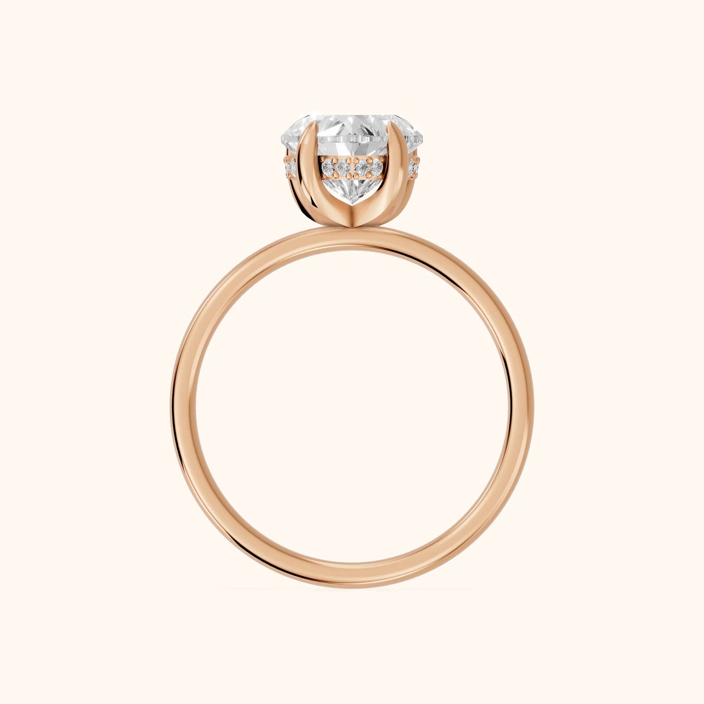 Charlotte Charm Solitaire Heart Diamond Engagement Ring in Rose Gold - FingerView