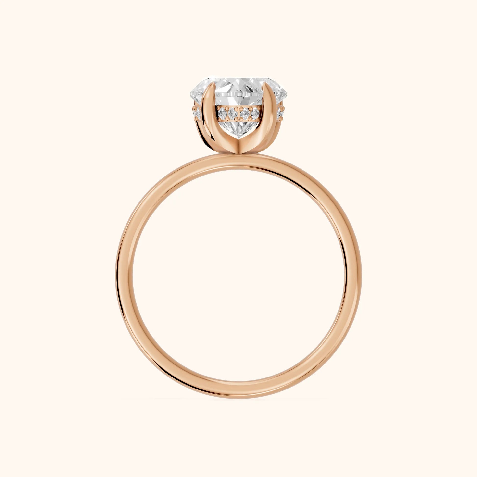 Charlotte Charm Solitaire Heart Diamond Engagement Ring in Rose Gold - FingerView