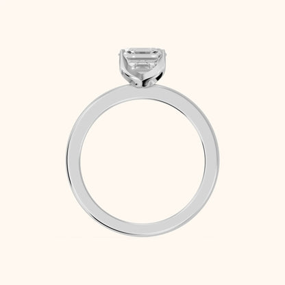 Serena Blossom Solitaire Asscher Diamond Ring in Silver - FingerView