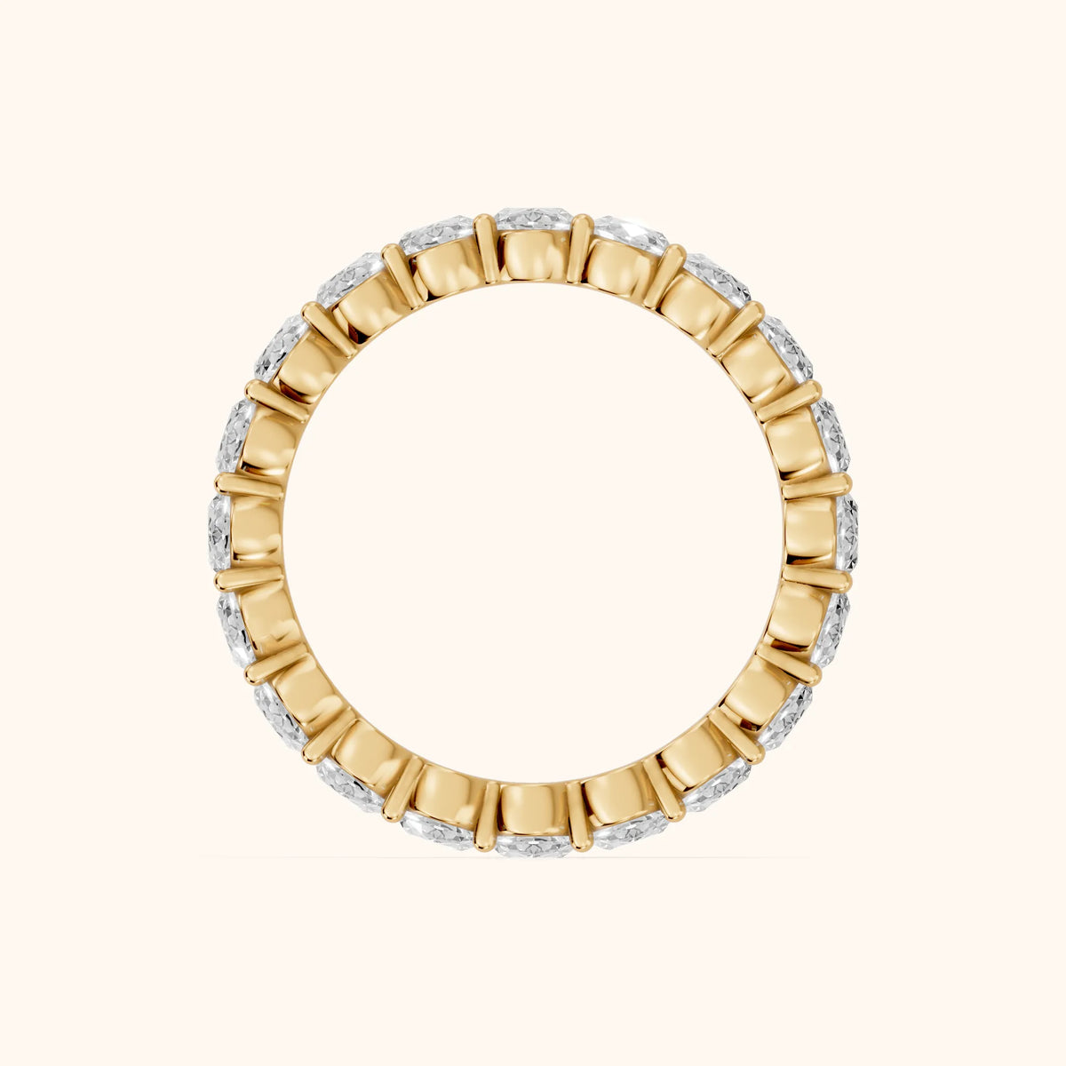 Vidya Shared Prong Oval Diamond Eternity Band in Yellow Gold - FingerView