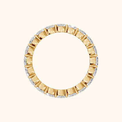 Vidya Shared Prong Oval Diamond Eternity Band in Yellow Gold - FingerView