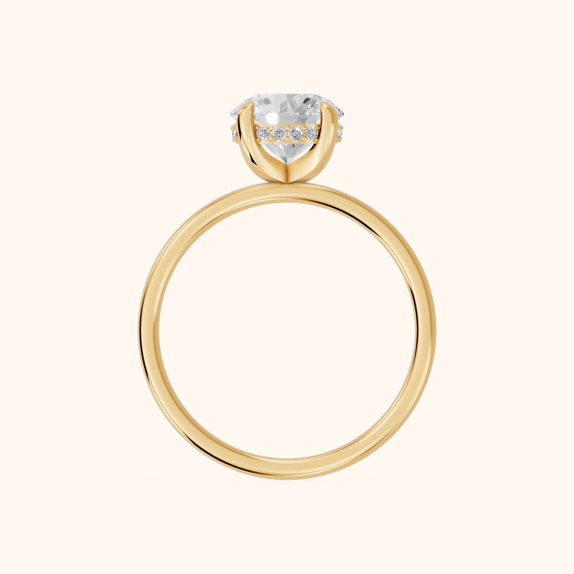 Charlotte Charm Solitaire Round Diamond Engagement Ring in Yellow Gold - FingerView