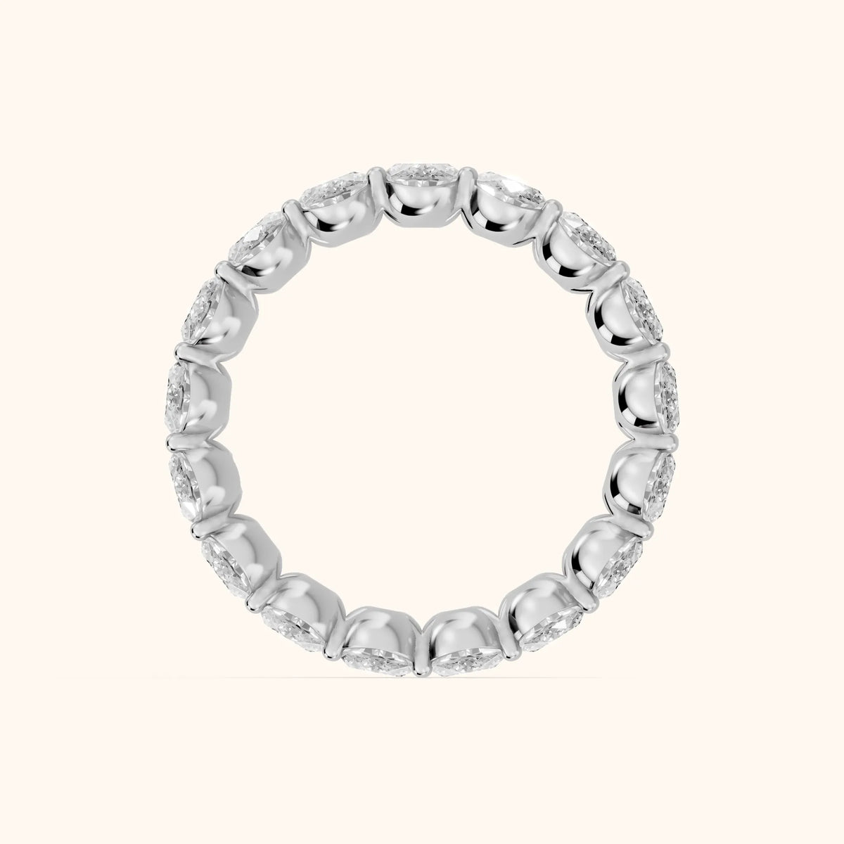 Neha Shared Prong Oval Diamond Eternity Band in Silver - FingerView