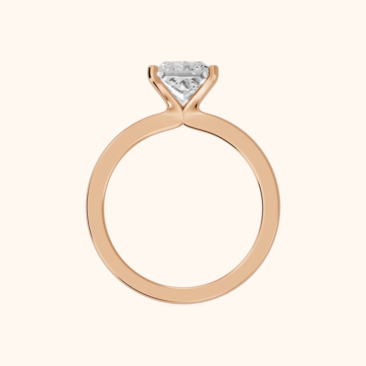 Matilda Cathedral Solitaire Princess Diamond Engagement Ring in Rose Gold - FingerView.webp