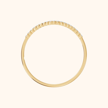 Ambra Curved Pavé Round Diamond Stackable Ring in Yellow Gold - FingerView