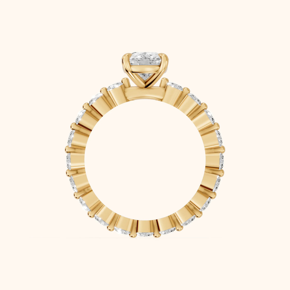Piper Sidestone Cushion Diamond Engagement Ring in Yellow Gold - FingerView.webp