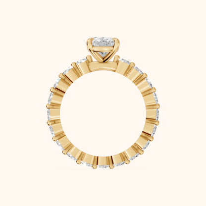 Piper Sidestone Cushion Diamond Engagement Ring in Yellow Gold - FingerView.webp
