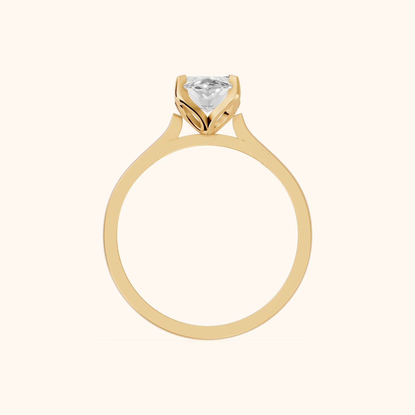 Isabella Bloom Solitaire Marquise Diamond Engagement Ring in Yellow Gold - FingerView