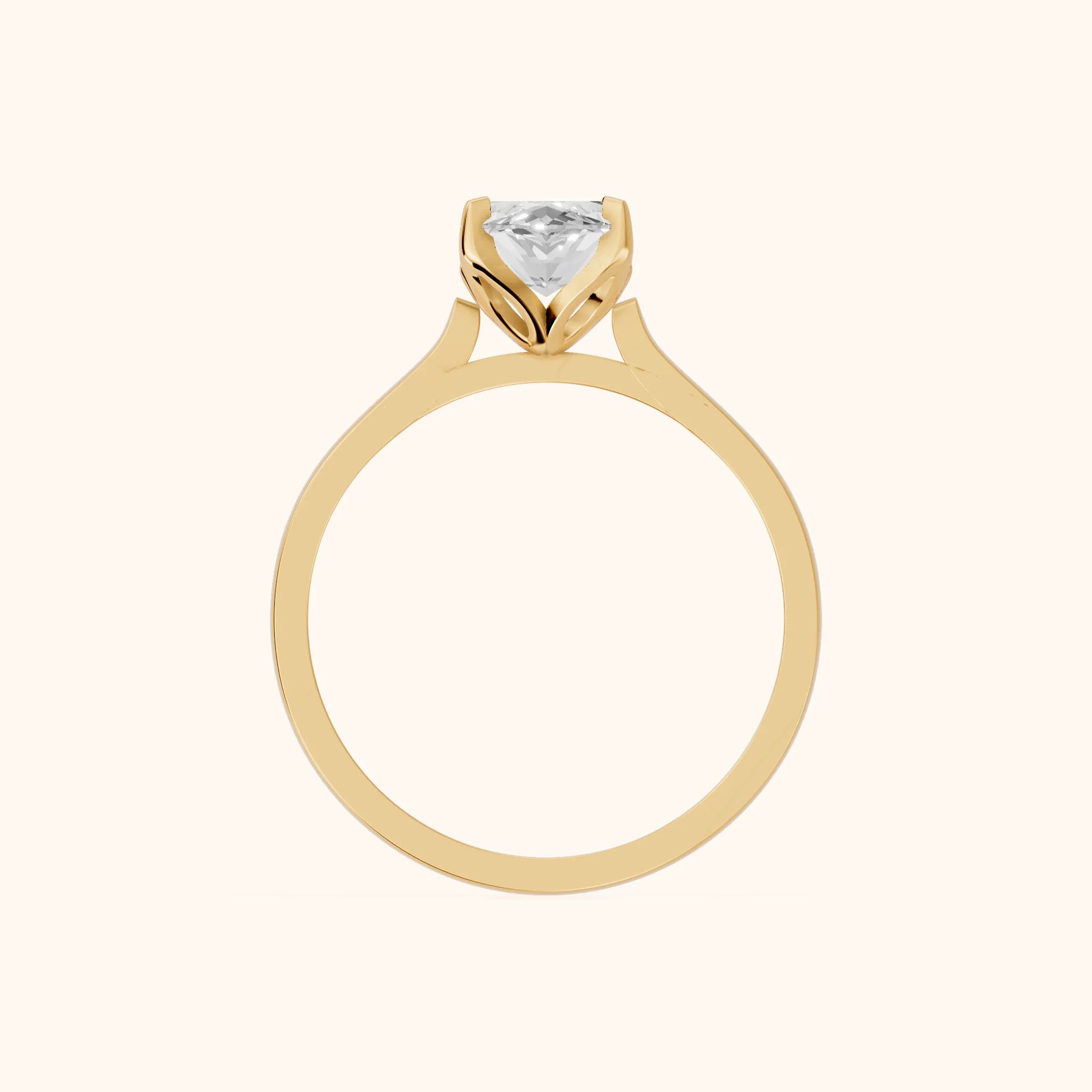 Isabella Bloom Solitaire Marquise Diamond Engagement Ring in Yellow Gold - FingerView