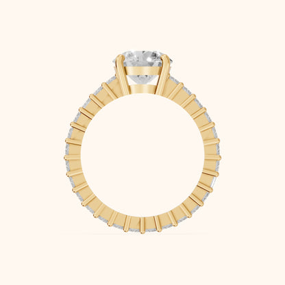 Mallory Shared Prong Round Diamond Engagement Ring in Yellow Gold - FingerView.webp