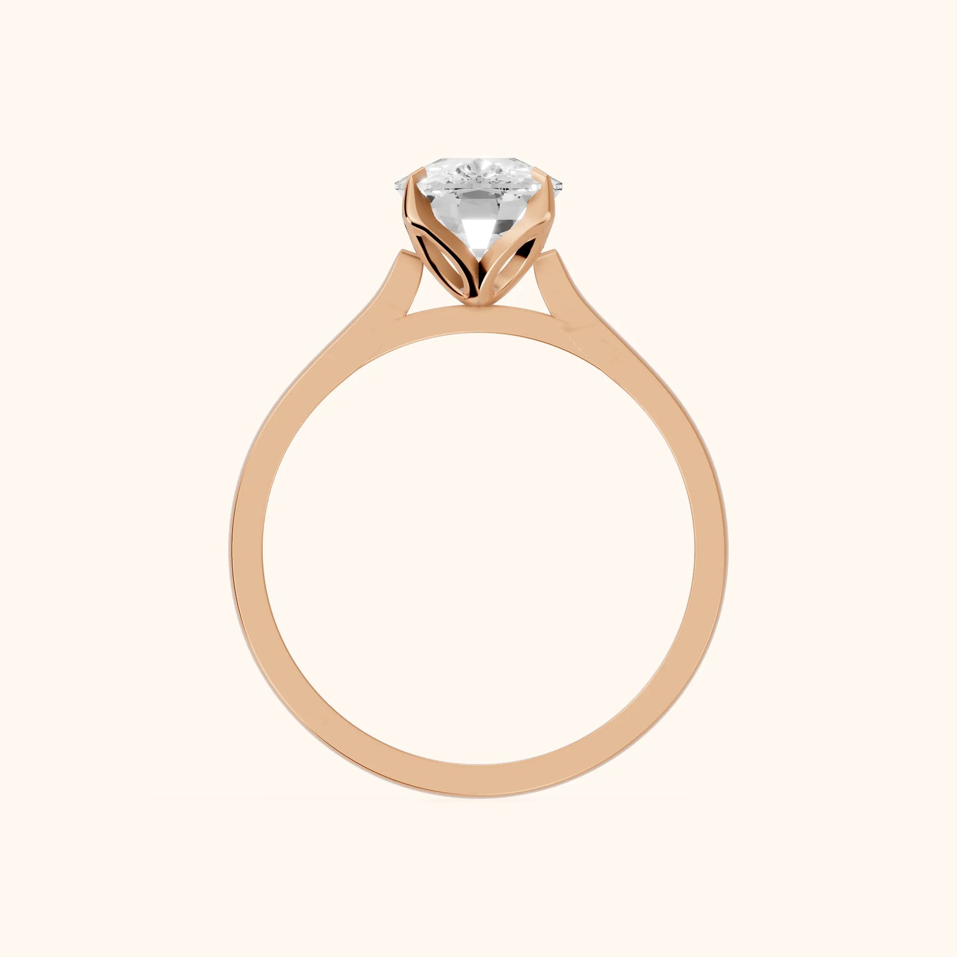 Isabella Bloom Solitaire Cushion Diamond Engagement Ring in Rose Gold - FingerView