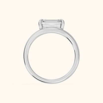 Seraphina Criss Cross Emerald Diamond Engagement Ring in Platinum - FingerView