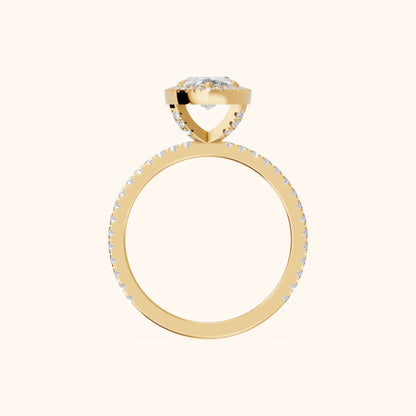Rosemary Halo Pavé Marquise Diamond Engagement Ring in Yellow Gold - FingerView.webp