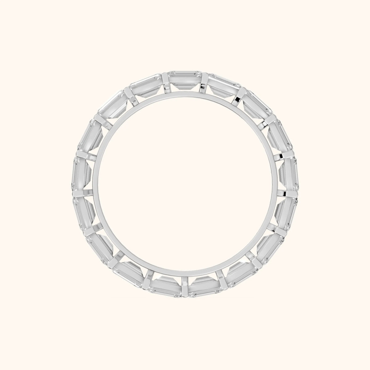 Ria East-West Emerald Diamond Eternity Band in Silver - FingerView