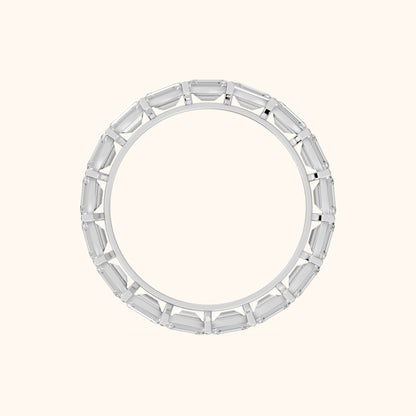 Ria East-West Emerald Diamond Eternity Band in Silver - FingerView