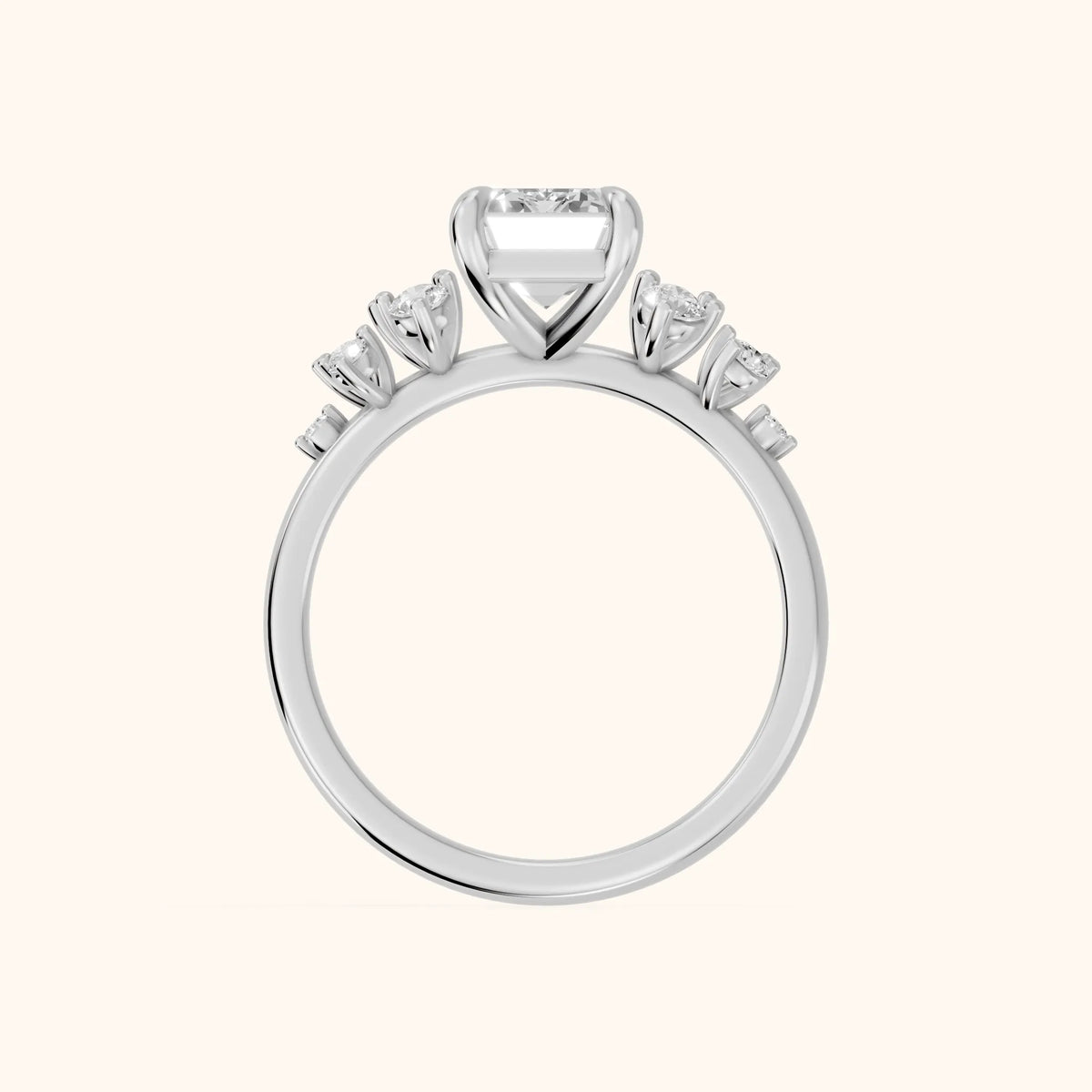 Mirabelle Cluster Emerald Diamond Engagement Ring in Platinum - FingerView.webp