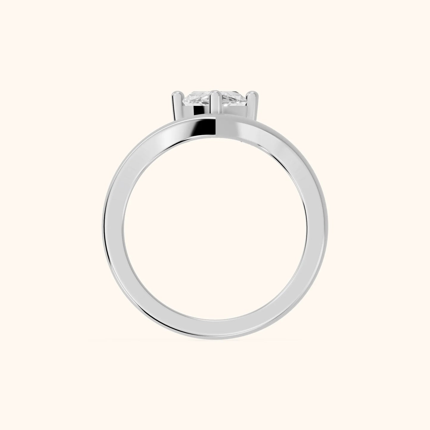 Evelyn Chevron Solitaire Marquise Diamond Engagement Ring in White Gold - FingerView