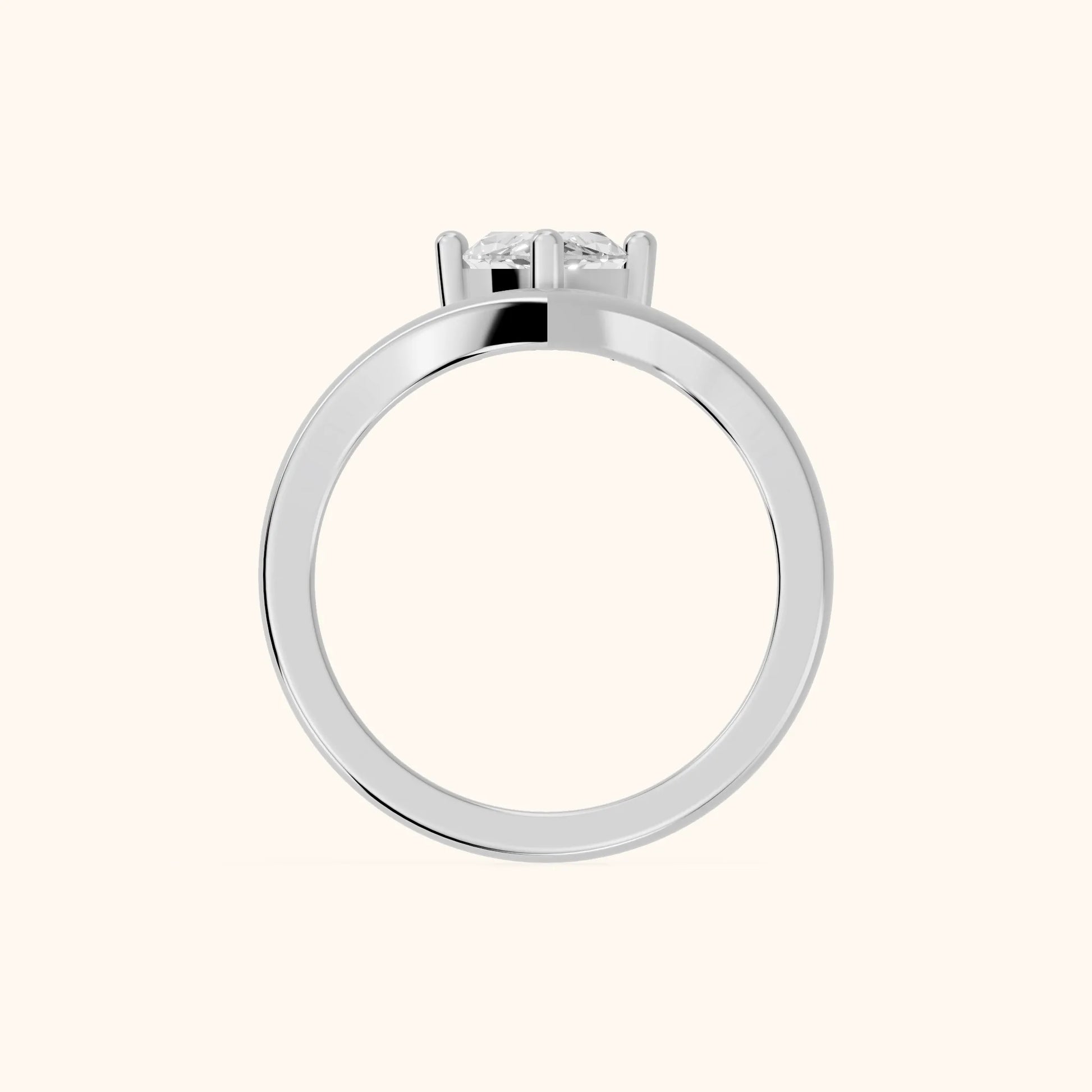 Evelyn Chevron Solitaire Marquise Diamond Engagement Ring in White Gold - FingerView